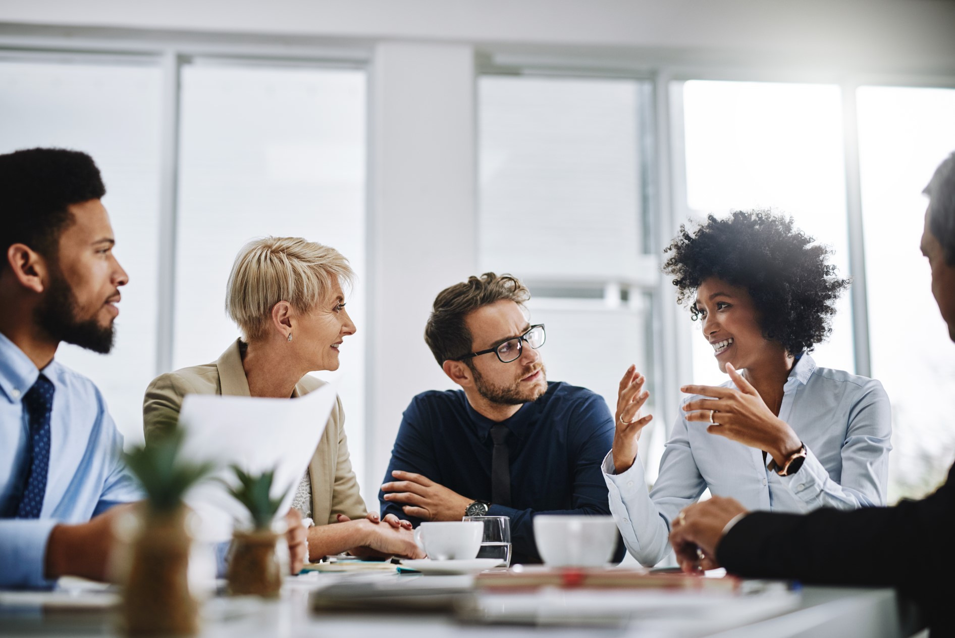 Group of businesspeople sitting together